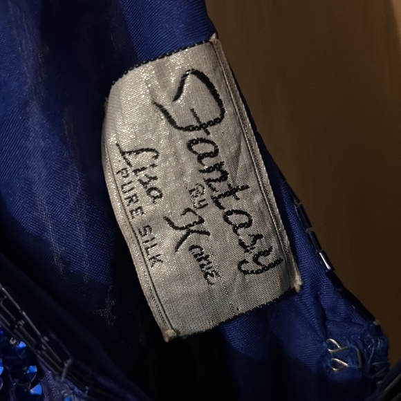 Fantasy by Lisa kane. 100 percent silk dress. Royal blue sequence - Picture 6 of 9